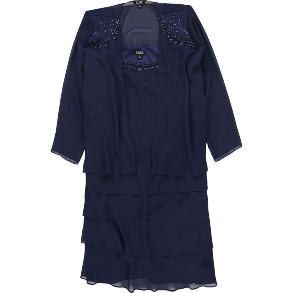 S.L. Fashions Womens 2-Piece Cocktail Dress, Blue, 10, MP